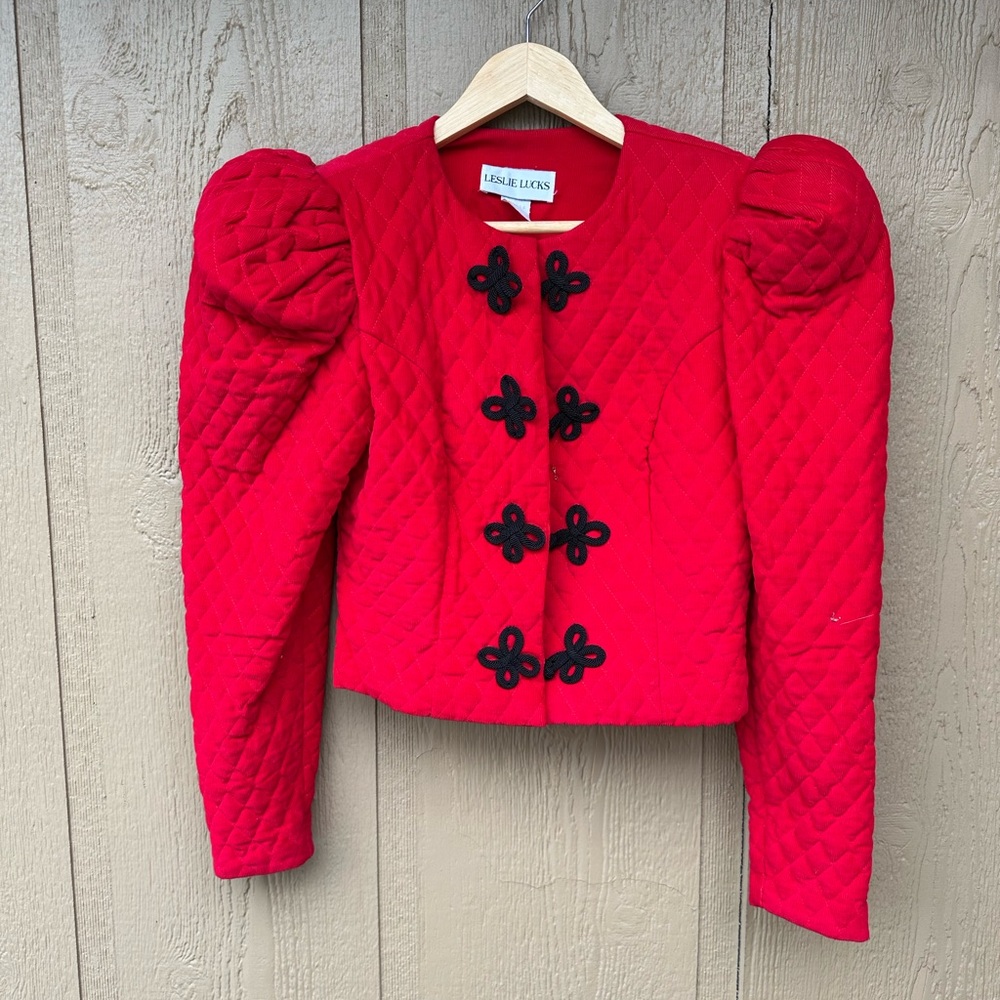 VTG Formal Quilted & Cropped Red Corduroy Super Villain Jacket